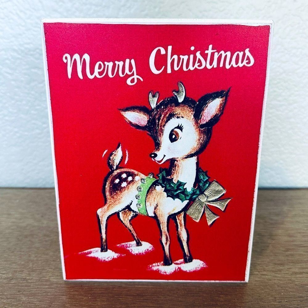 Disney Bambi Merry Christmas Vintage Decor Sign